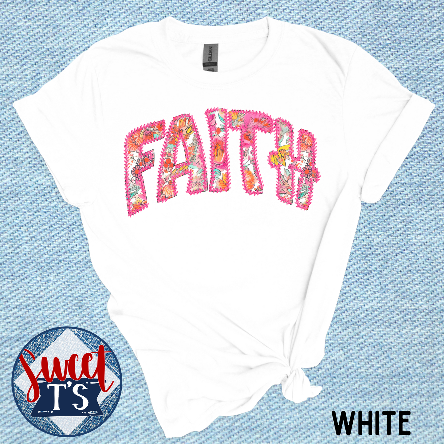 Faith Floral with Faux Stitch