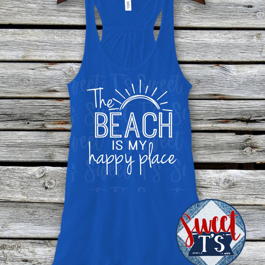 Beach Happy (white print) (short sleeve)