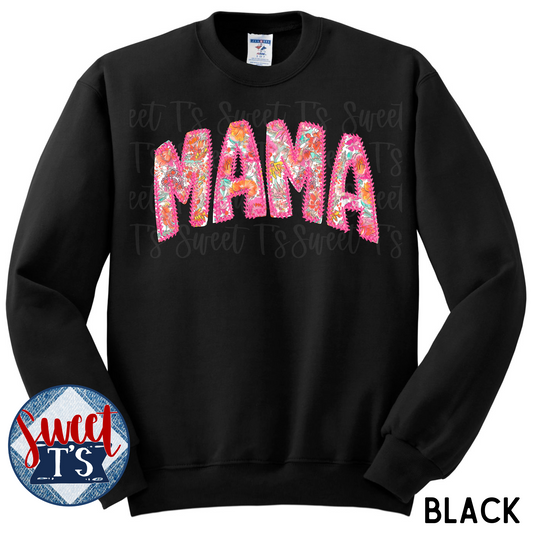 Mama Floral with Faux Stitch